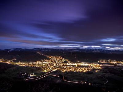 Nachtaufnahme von der Sissacherfluh auf Sissach