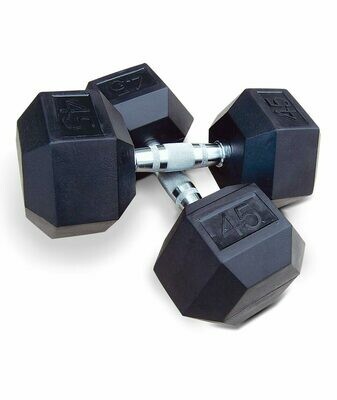 INTEK Strength Premium Rubber Cast Hex Dumbbell Set, 5 - 50 lb