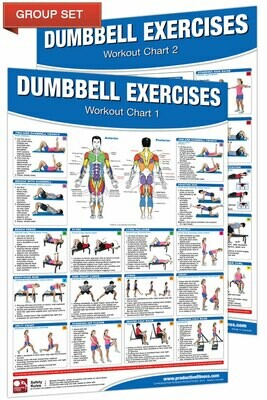 Dumbbell Workout Poster / Chart Set (2 poster set, 24x36 each)
