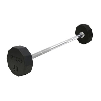 TKO 10 Sided Rubber Fixed Straight Barbells, 20-110 LB. Set