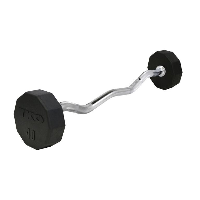 TKO 10 Sided Rubber Fixed Curl Barbells, 20-110 LB. Set
