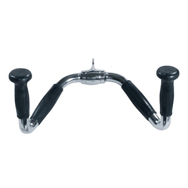 YORK® Multi-Exercise Chrome Revolving Bar w/ Rubber Ergo Grips Cable Attachment