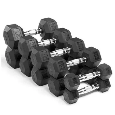 INTEK Strength Premium Rubber Cast Hexagon Dumbbell