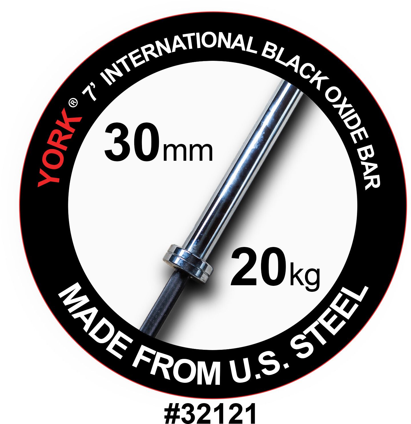 YORK® 7′ Black Oxide International Bar, 30mm