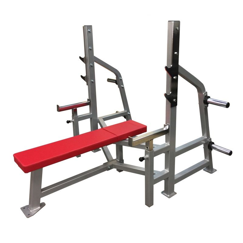 Power Body Olympic Flat Bench Press with Safety Catches &amp; Plate Storage