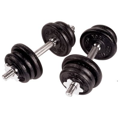 YORK® Cast Iron Adjustable Spinlock Dumbbell Set
