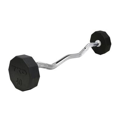 TKO 10 Sided Rubber Fixed Curl Barbells Set