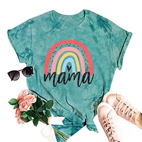 Rainbow mom graphic T-shirt