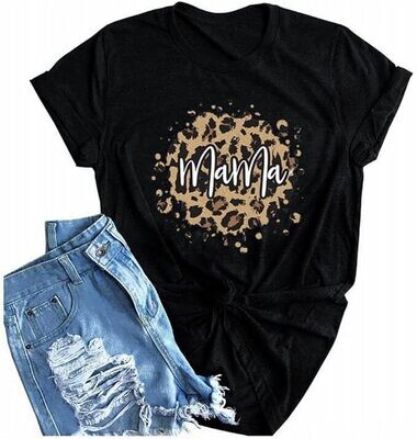 Leopard graphic mom T-shirt