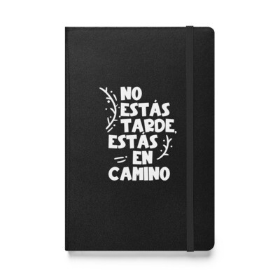 Hardcover bound black notebook
