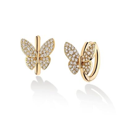 Small hoop earrings with butterfly
