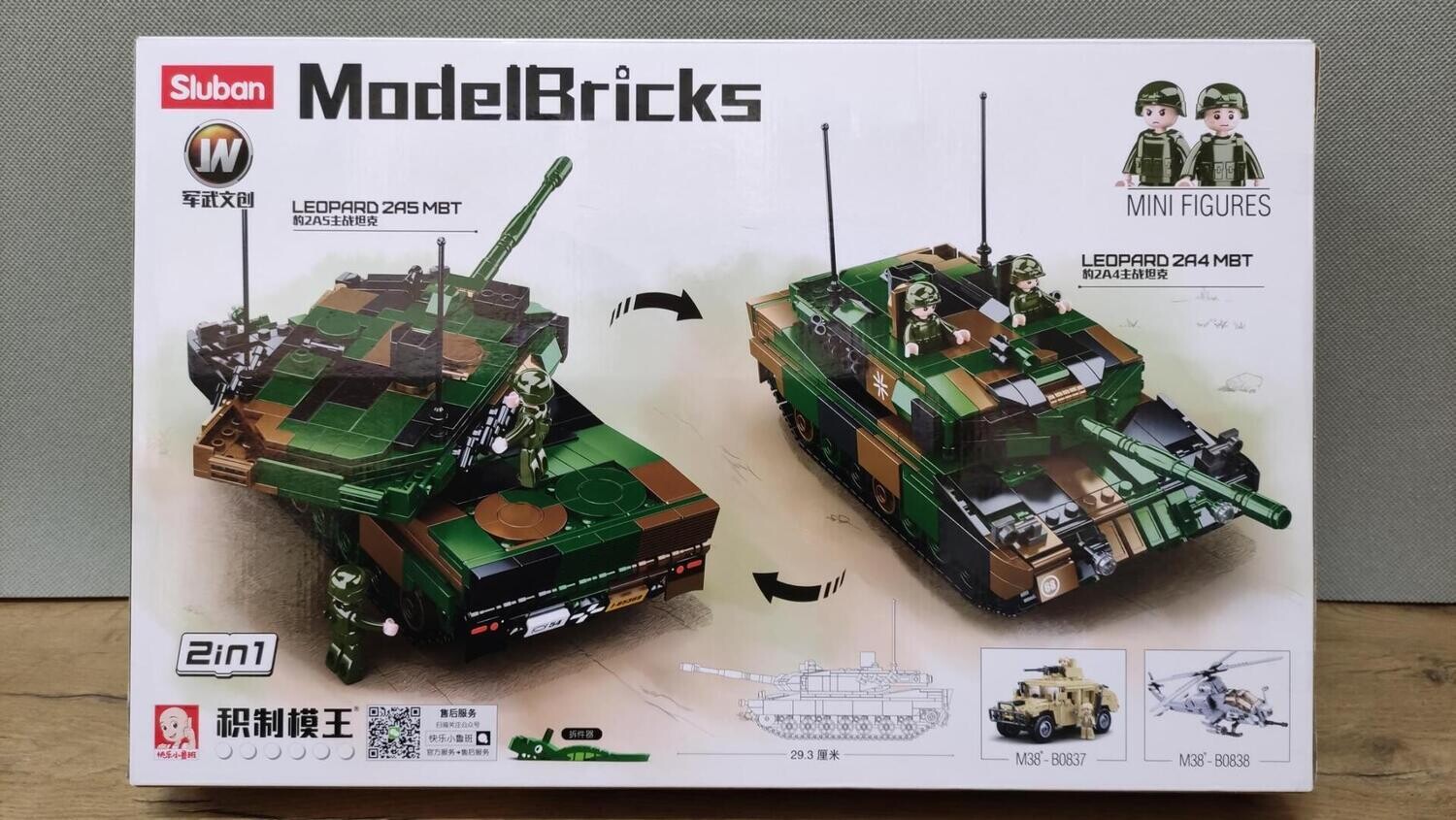 Sluban Modelbricks Carro Armato Leopardo 2A5 2in1 | Set Da Costruzione 766 Pezzi | Compatibile Con Altri Mattoncini