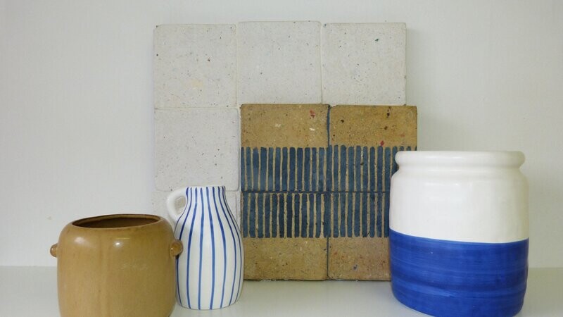 Ocre - Demi Rayures - Bleu
