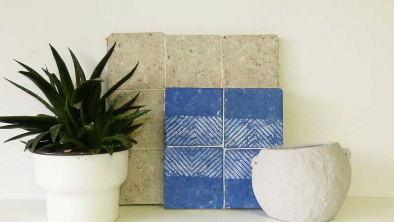 Ancestral Blue -  Demi Chevron   - Blanc