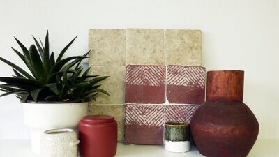 Burnt Red  - Demi Chevron - Blanc
