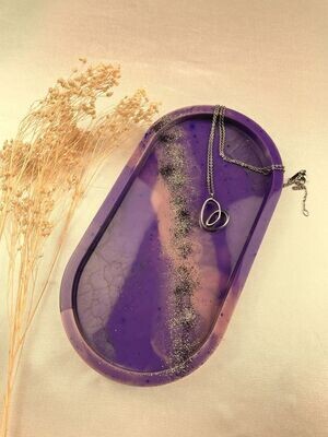 Schmuckschale oval violett / rosa / anthrazit Ringschale Schlüsselablage Seifenschale