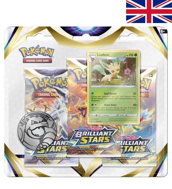 Pokemon Sword & Shield - Brilliant Stars - 3-Pack-Blister Leafeon EN