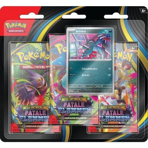 Pokémon TCG: Mega-Entwicklung – Fatale Flammen 3-Pack Blister - Sniebel - (DE)