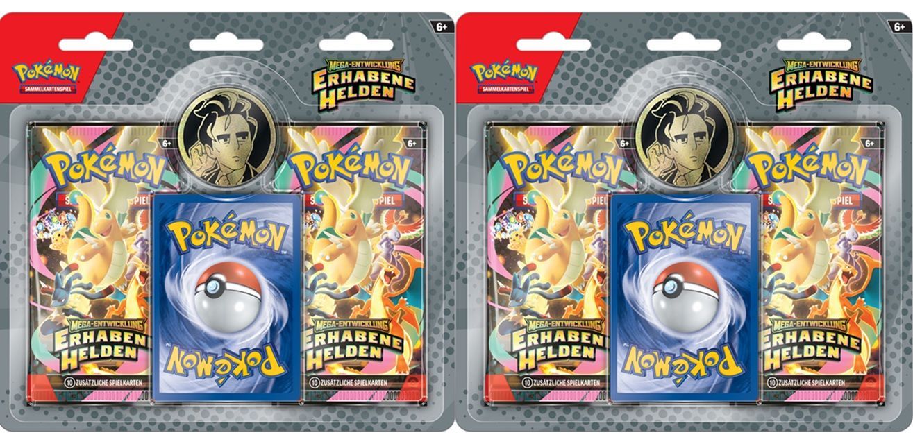 Pokémon Cards ME2.5 Erhabene Helden 2-Pack, je Blister- verschiedene Auswahl Pokémon Cards ME2.5 Erhabene Helden 2-Pack, je Blister- verschiedene Auswahl