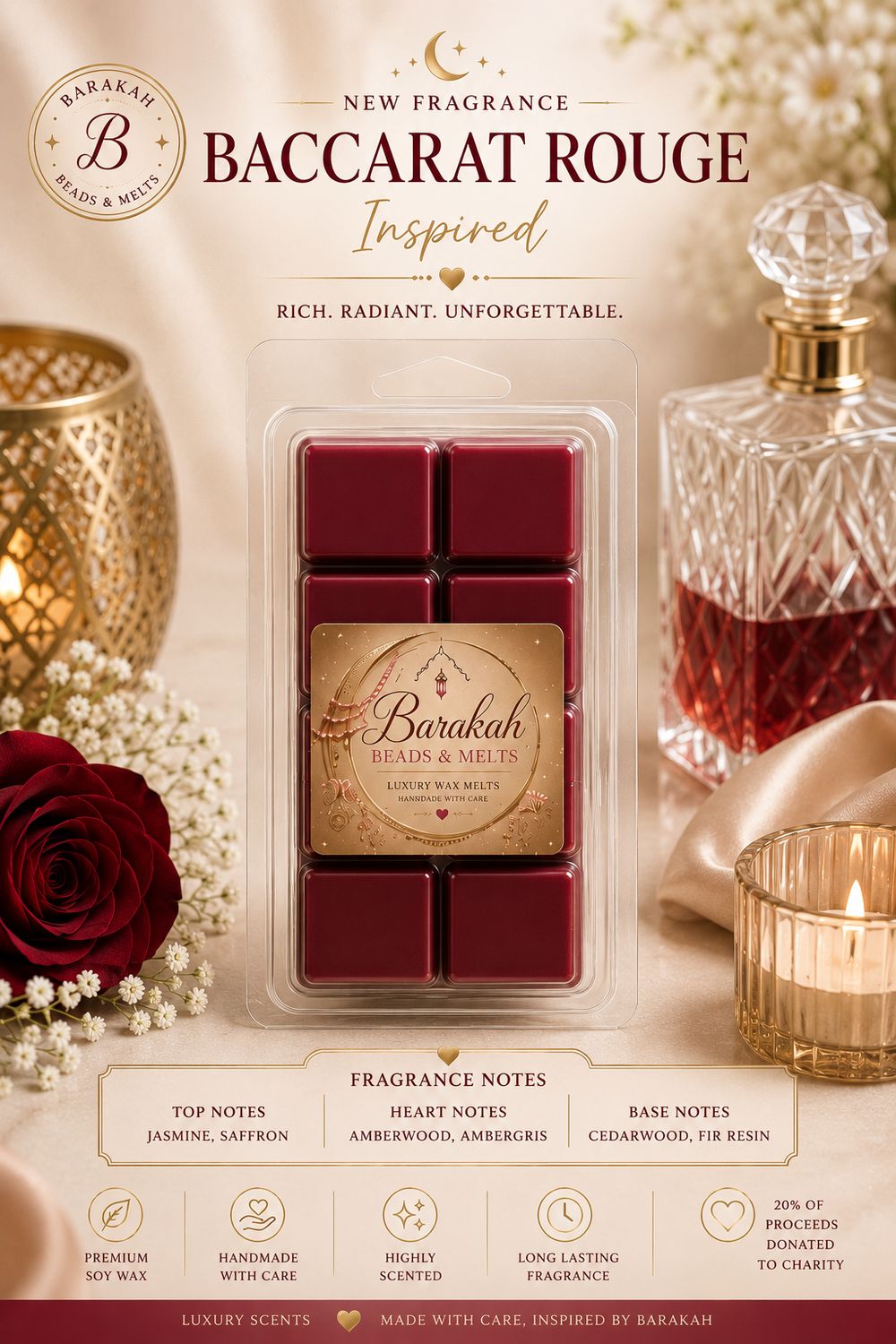 Baccarat Rouge Inspired Wax Melt Snap Bar Baccarat Rouge Inspired Wax Melt Snap Bar