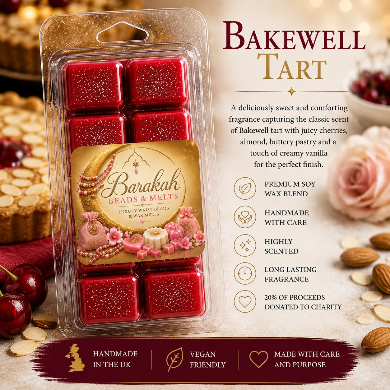 Bakewell Tart Wax Melt Snap Bar Bakewell Tart Wax Melt Snap Bar