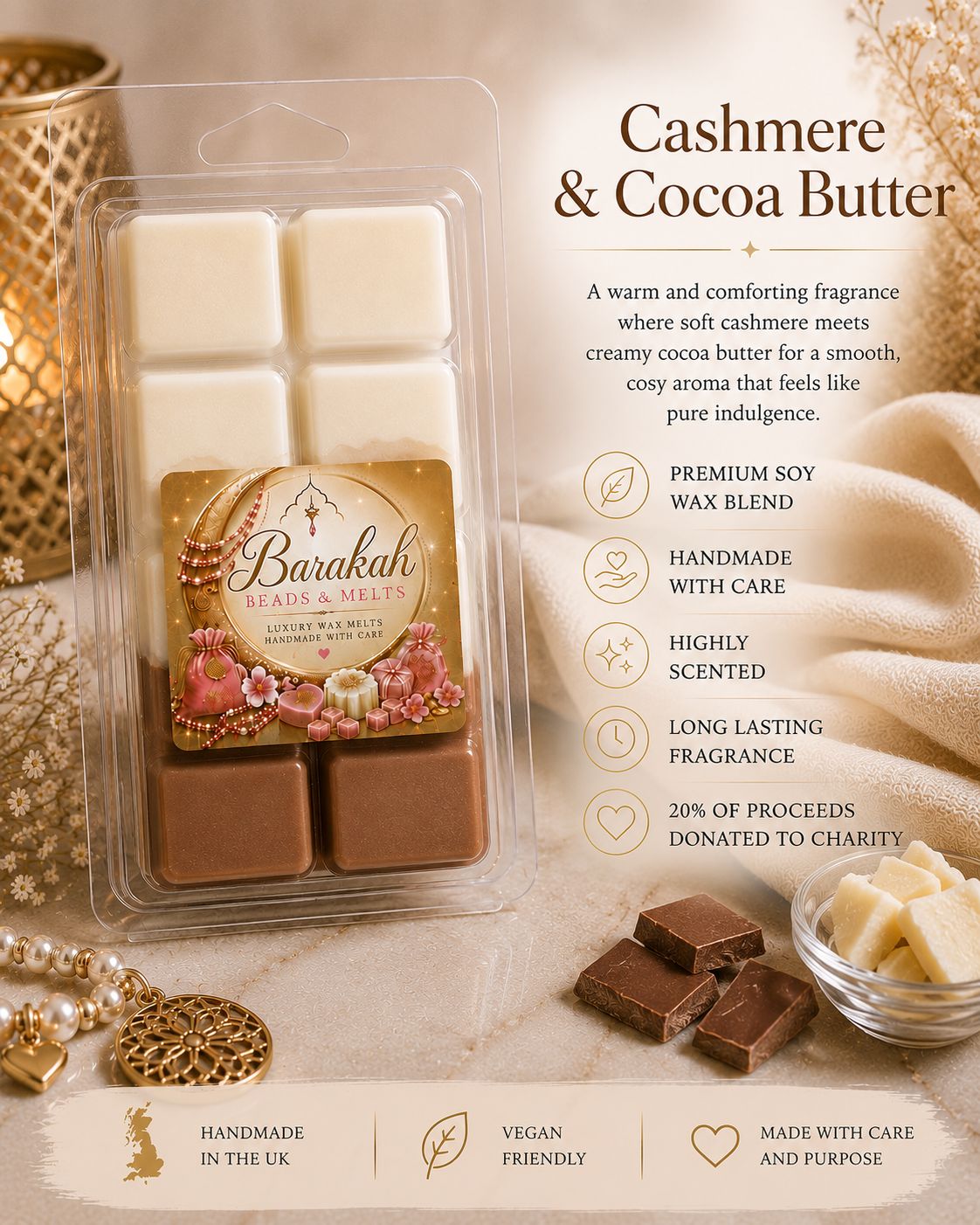 Cashmere & Cocoa Butter Wax Melt Snap Bar Cashmere & Cocoa Butter Wax Melt Snap Bar