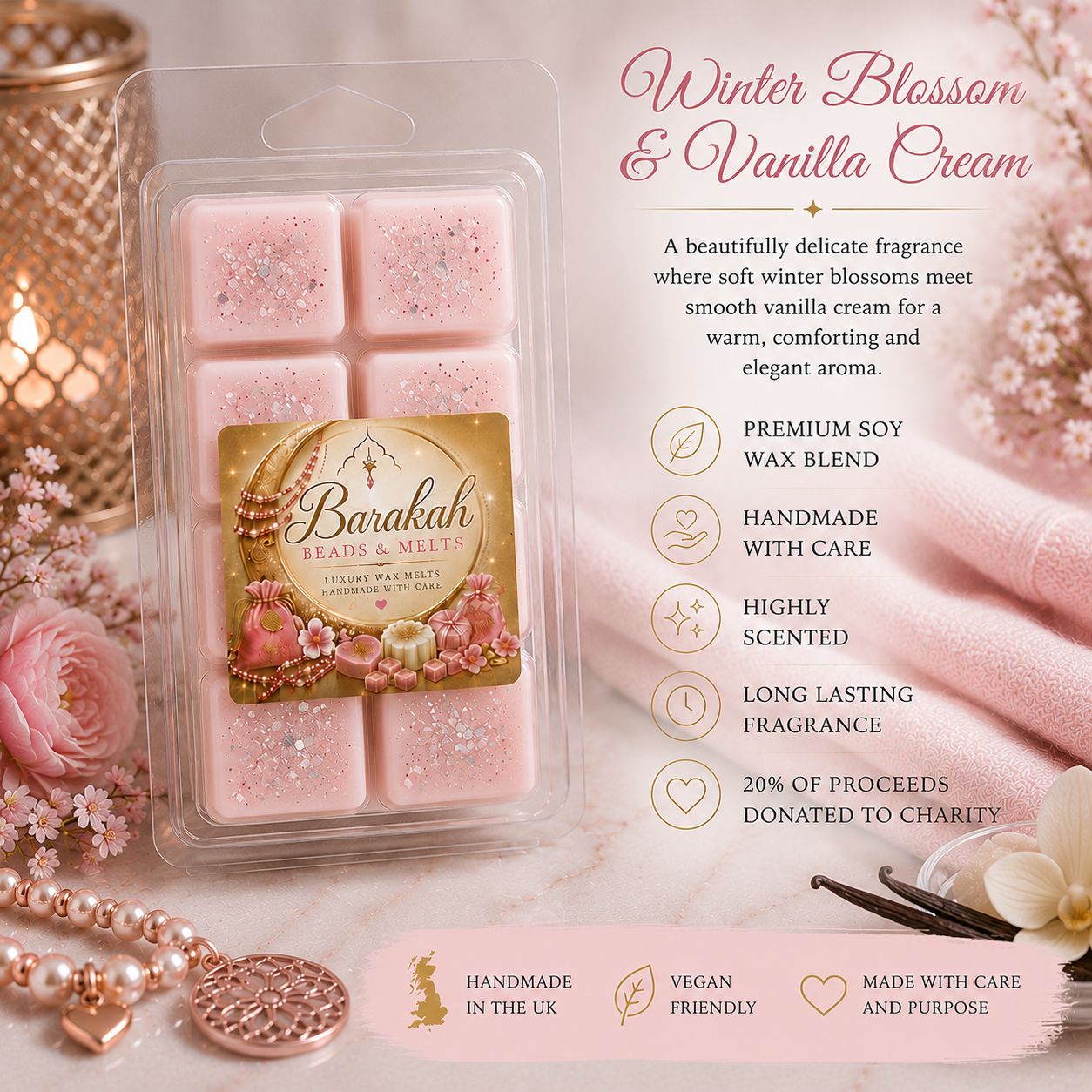 Winter Blossom & Vanilla Cream Wax Melt Snap Bar Winter Blossom & Vanilla Cream Wax Melt Snap Bar