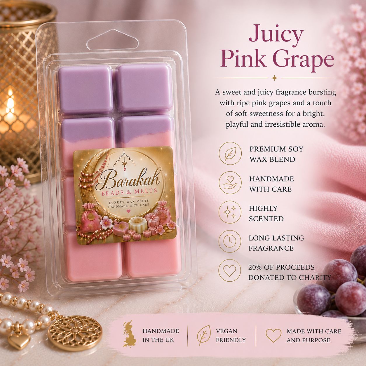 Juicy Pink Grape Wax Melt Snap Bar Juicy Pink Grape Wax Melt Snap Bar