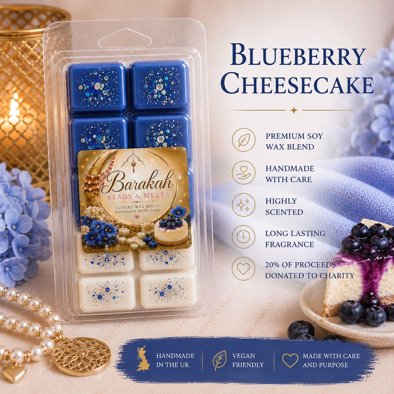 Blueberry Cheesecake Wax Melt Snap Bar Blueberry Cheesecake Wax Melt Snap Bar