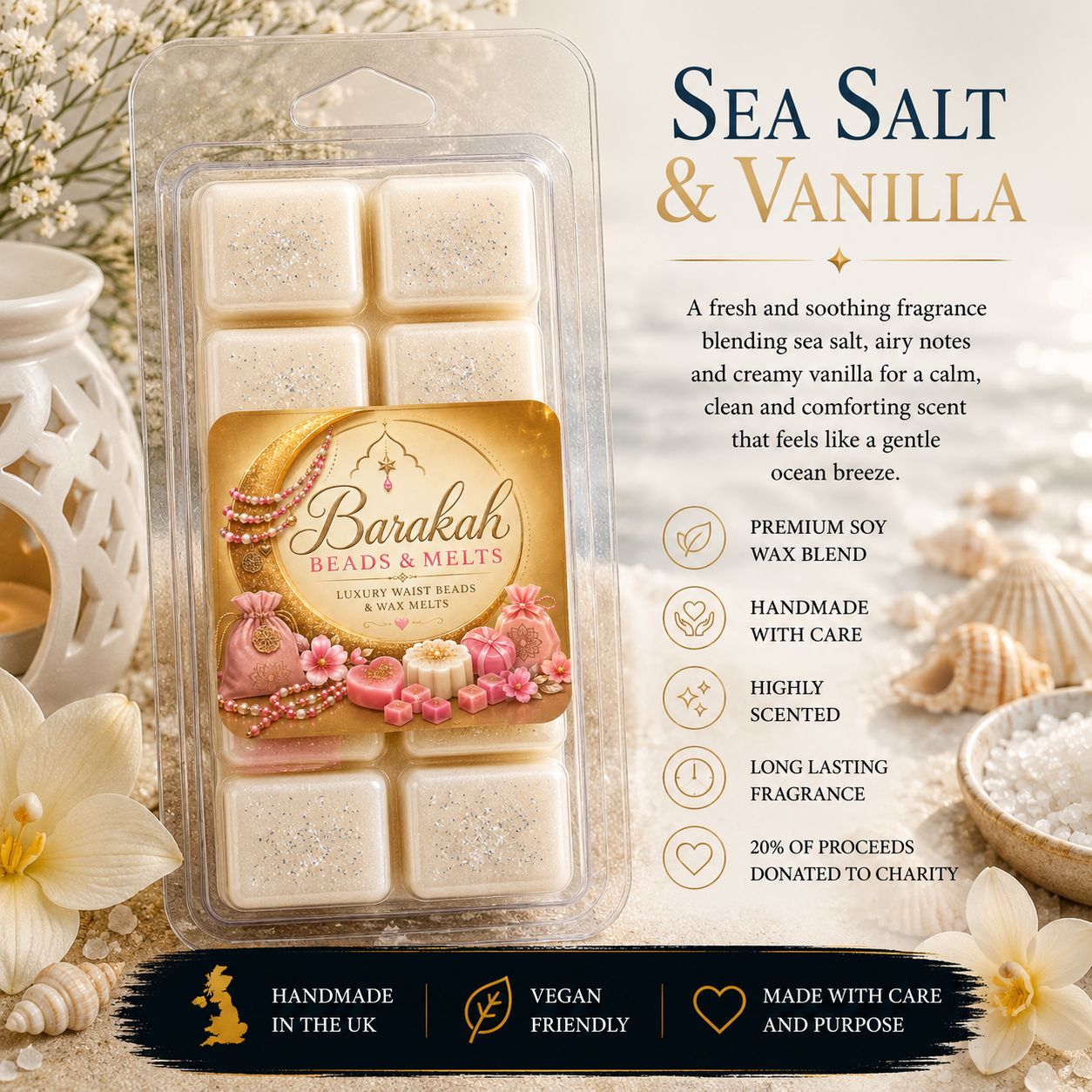 Sea Salt & Vanilla Wax Melt Snap Bar Sea Salt & Vanilla Wax Melt Snap Bar