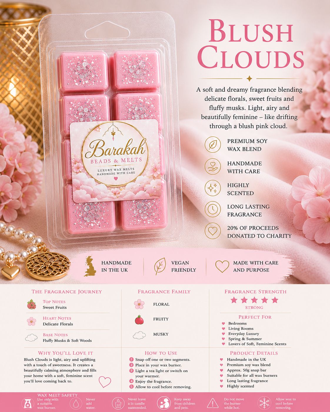 Blush Clouds Wax Melt Snap Bar Blush Clouds Wax Melt Snap Bar