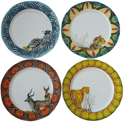Set van 4 Dinner Plates Single Animal 11.5&quot;