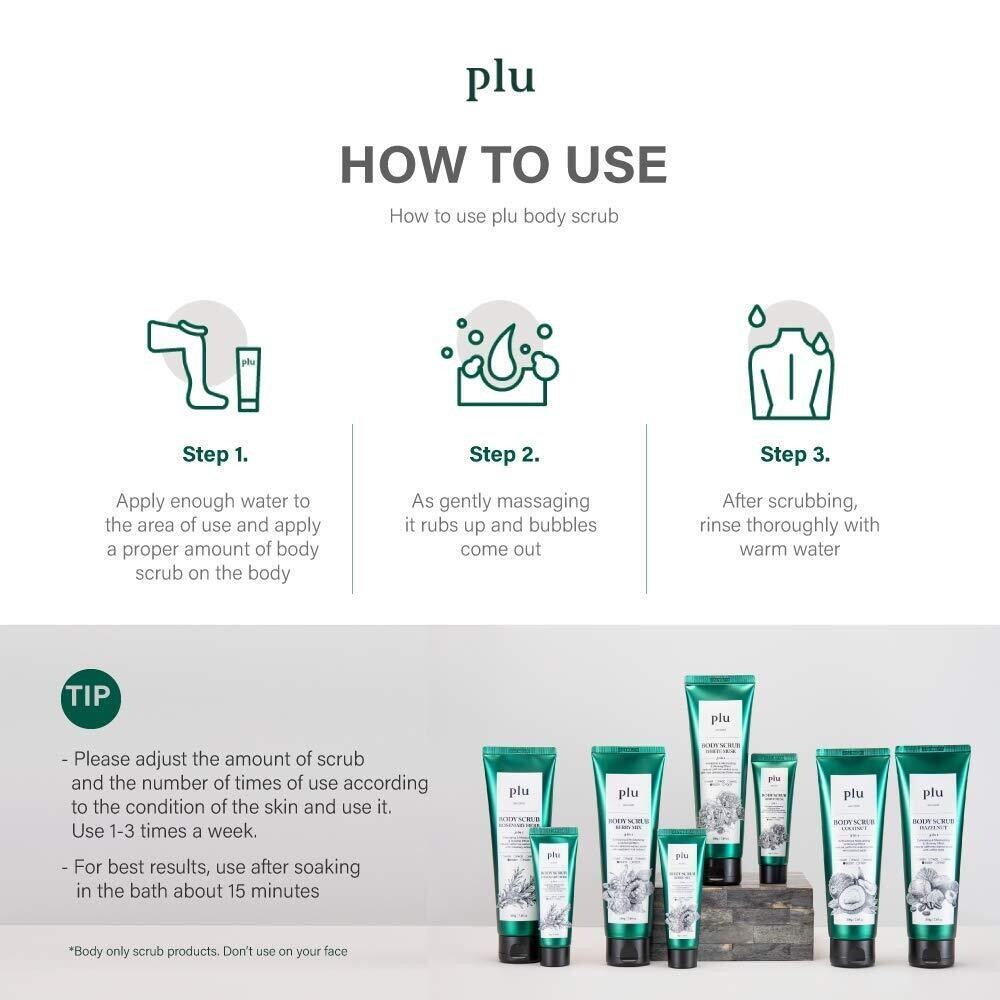 Plu Walnut Body Scrub, 3-in-1 Total Care Solution, Exfoliate Moisturize and Glow [Pink Floral/200g]