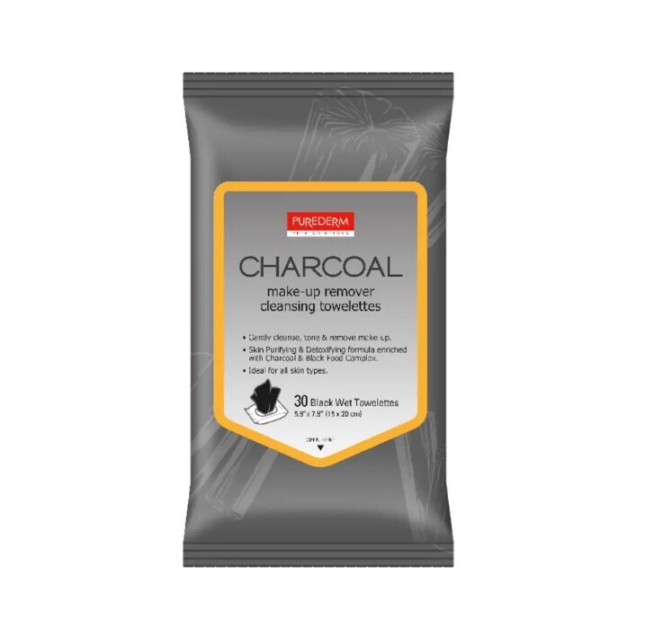 PUREDERM Charcoal Make-up Remover Cleansing Towelettes
