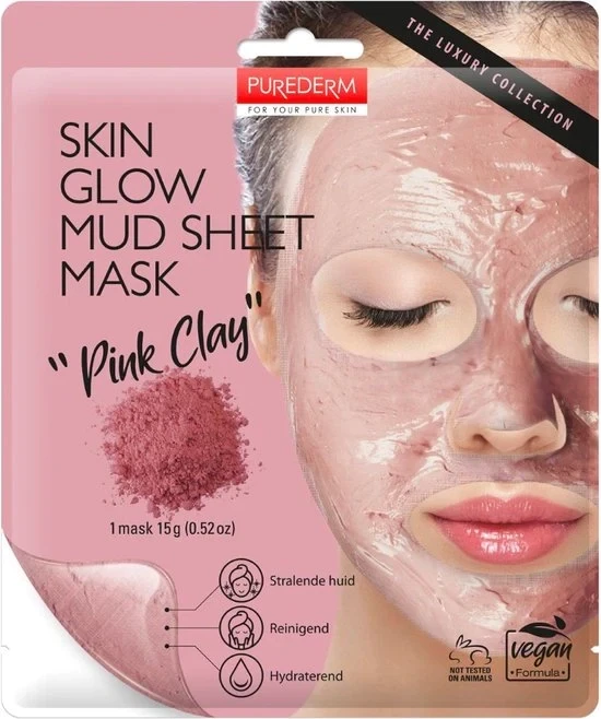 Purederm skin glow mudsheet mask (pink clay)