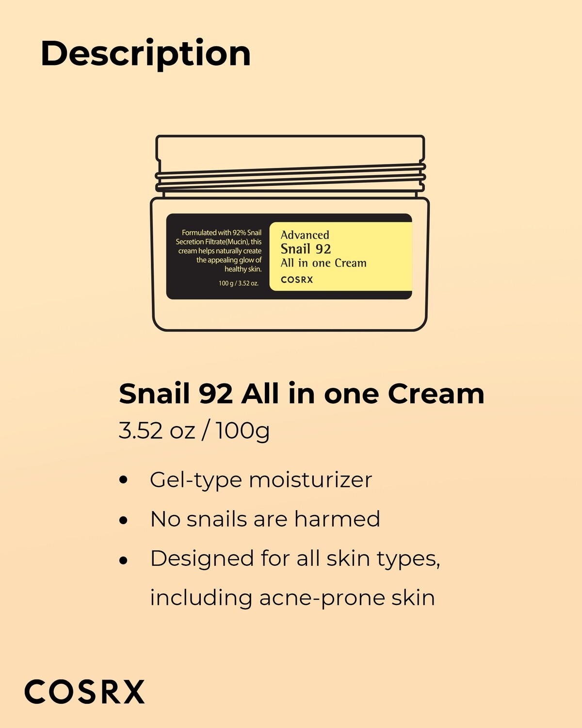 COSRX Advanced Snail 92 All in one Cream 100g