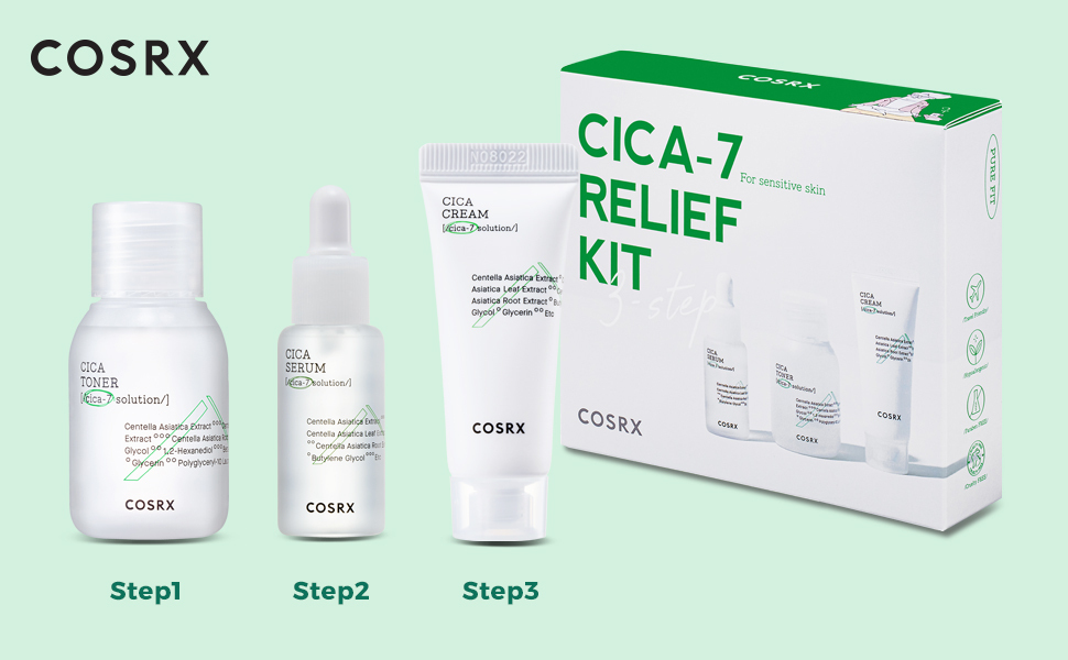 COSRX CICA-7 RELIEF KIT- 3 step