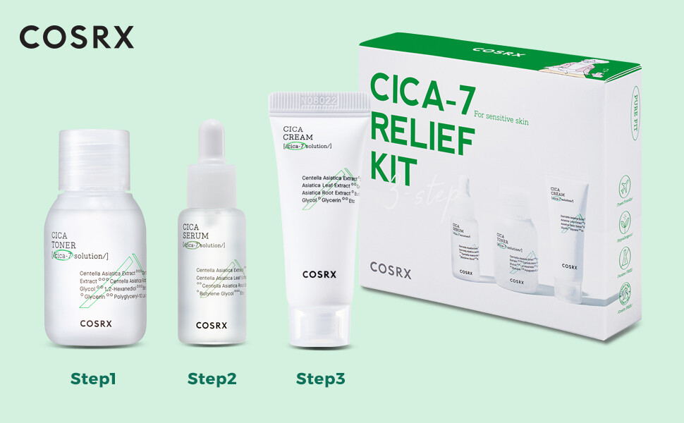 COSRX CICA-7 RELIEF KIT- 3 step