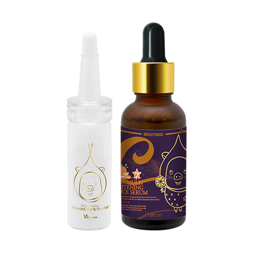 ELIZAVECCA Milky Piggy Vitamin C 100% Powder 12 g + Vita Multi Whitening Source Serum 30 ml
