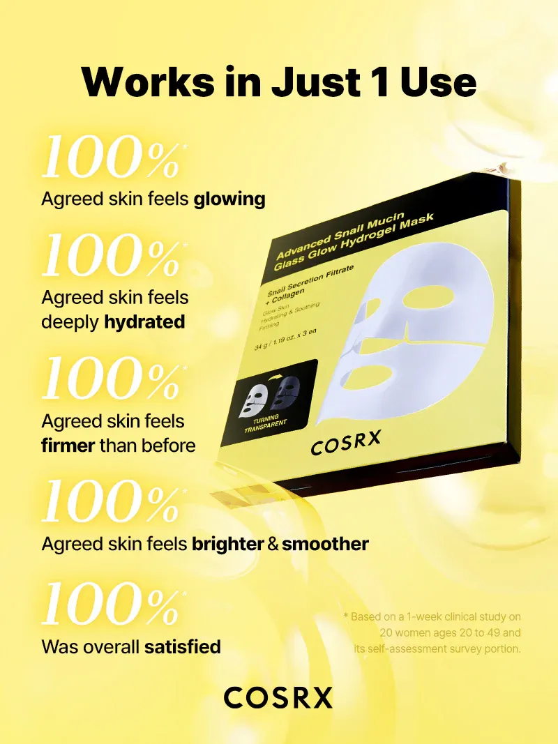 COSRX Advanced Snail Mucin Glass Glow Hydrogel Face Masks Skincare