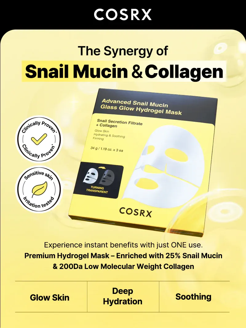 COSRX Advanced Snail Mucin Glass Glow Hydrogel Face Masks Skincare