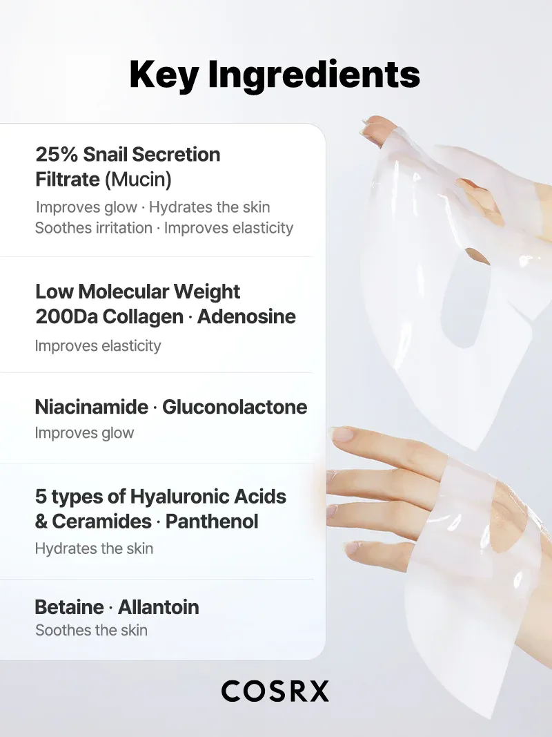 COSRX Advanced Snail Mucin Glass Glow Hydrogel Face Masks Skincare
