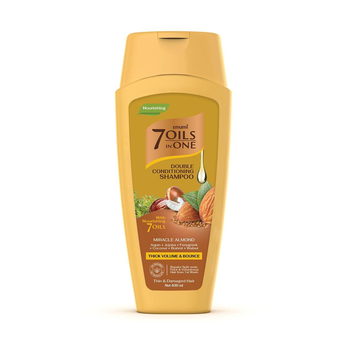 Emami 7 Oils in One Double Conditioning Shampoo – Miracle Almond 400 ML