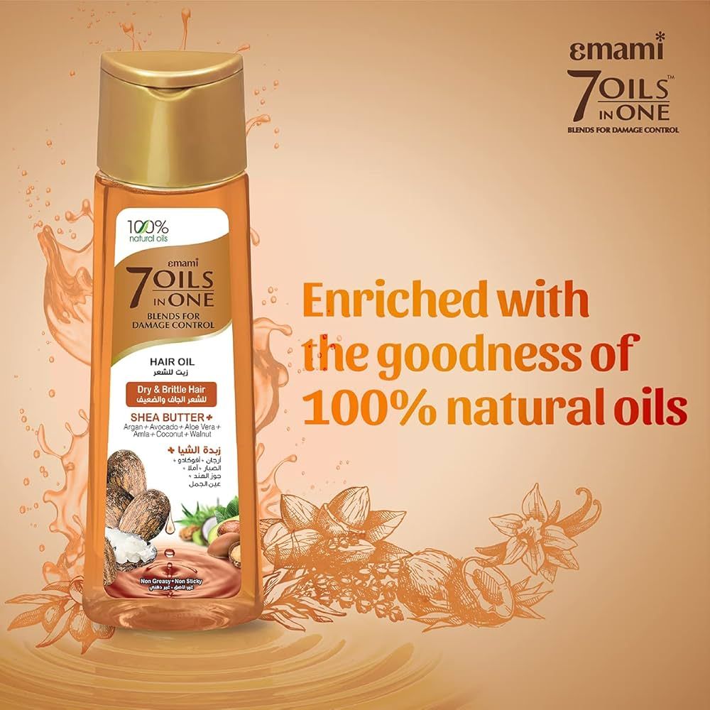 Emami7 Oils One Blends For Damage Control Hair Oil Dry &amp; Shea Butte Hair 200 Ml