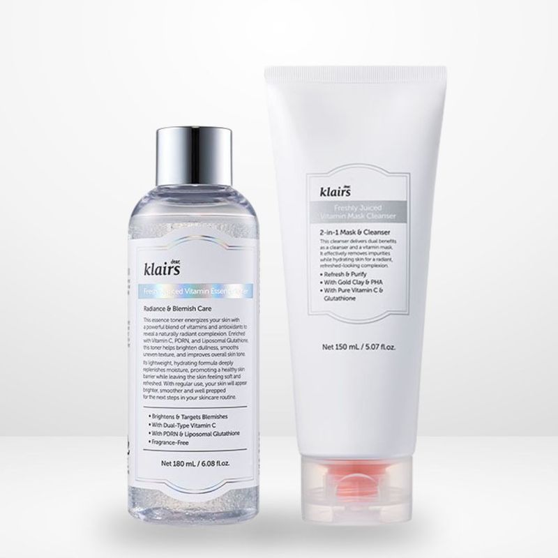 DEAR KLAIRS Freshly Juiced Vitamin Duo – Mask Cleanser &amp; Essence Toner