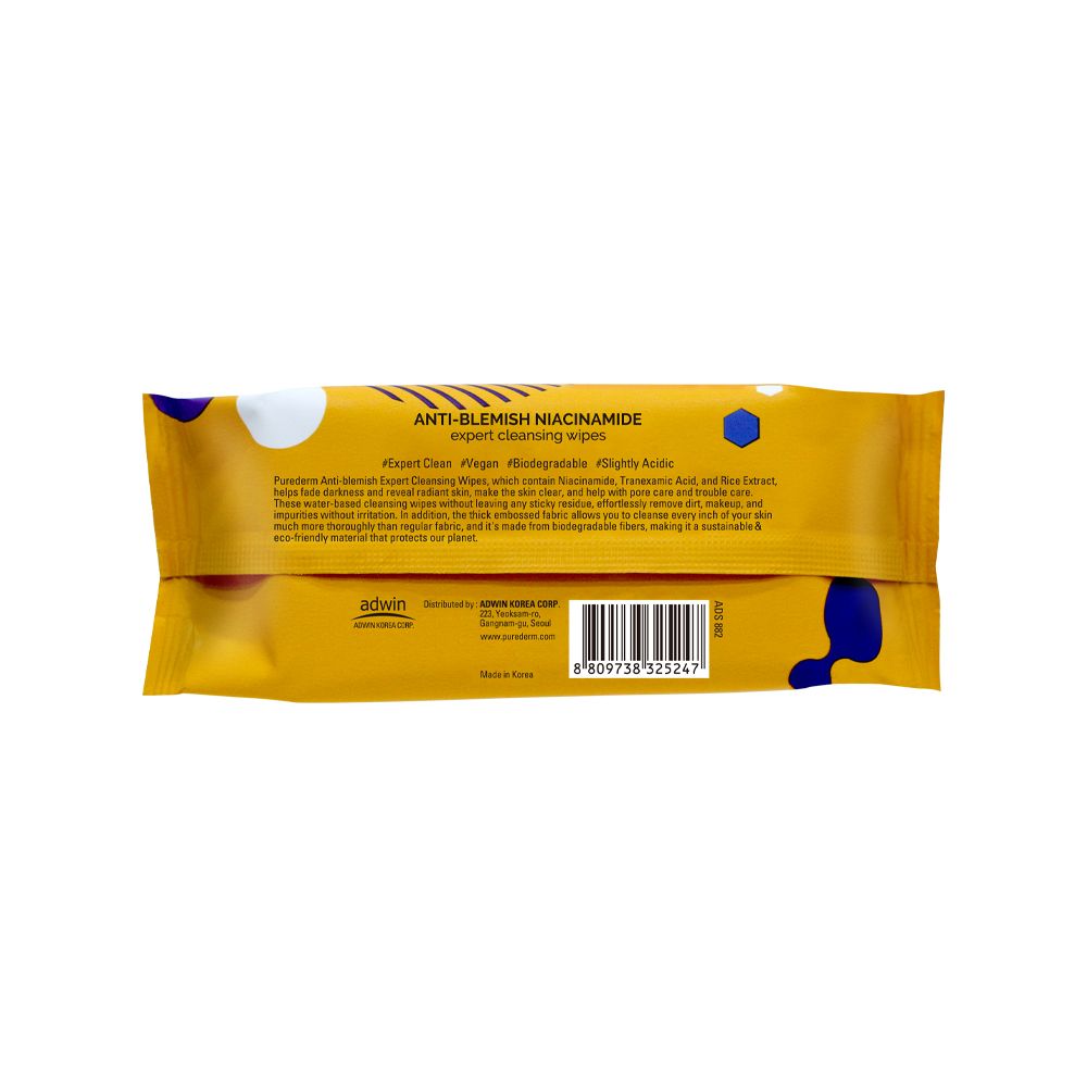 PUREDERM ANTI BLEMISH NIACINAMIDE EXPERT CLEANSING WIPES