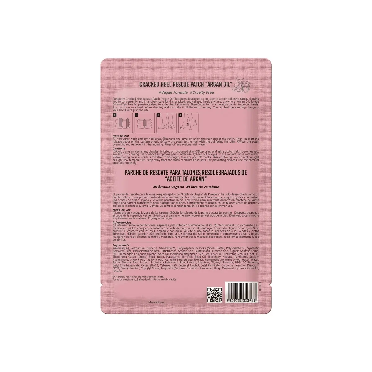 PUREDERM CRACKED HEEL RESCUE PATCH ARGAN OIL