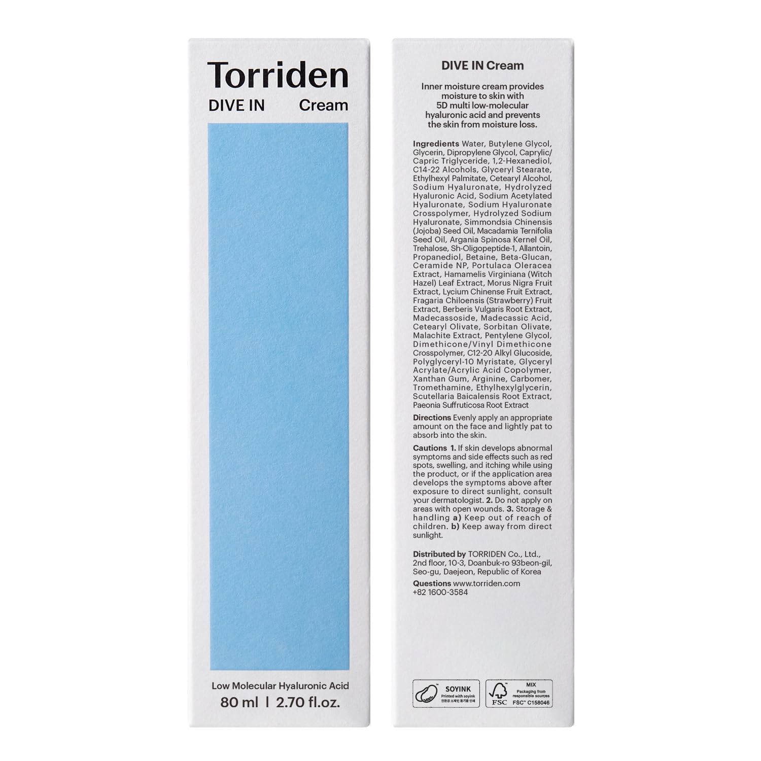 TORRIDEN Dive-In Low Molecular Hyaluronic Acid Cream 80ml