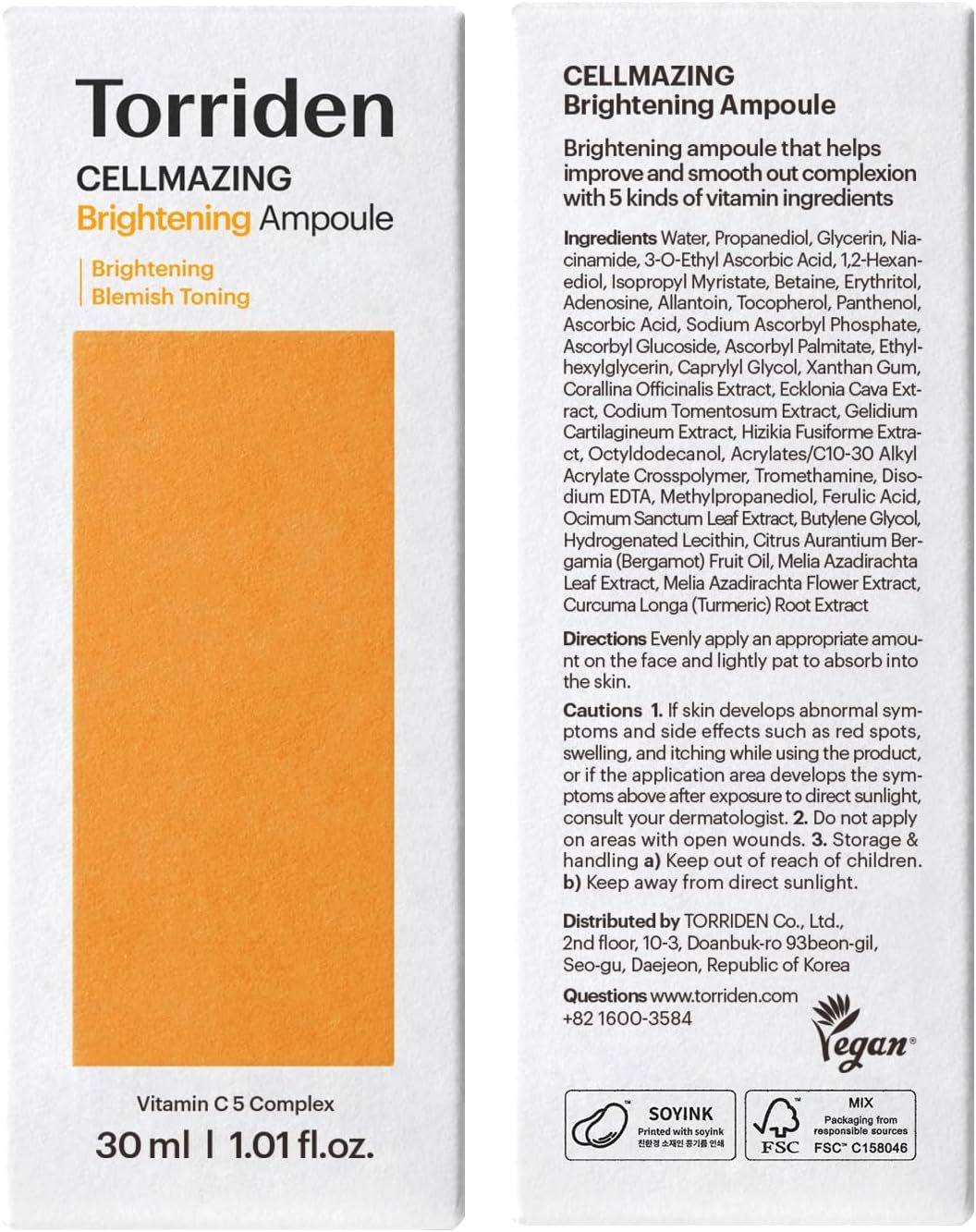 TORRIDEN CELLMAZING Vita C Brightening Ampoule 30ml