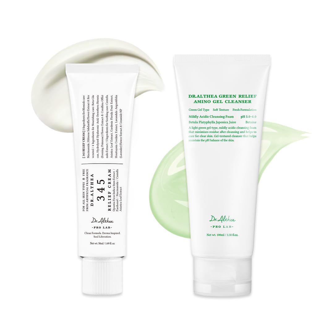 Dr.Althea Cleanser &amp; Hydration Set | 345 Relief Cream &amp; Green Relief Amino Gel Cleanser